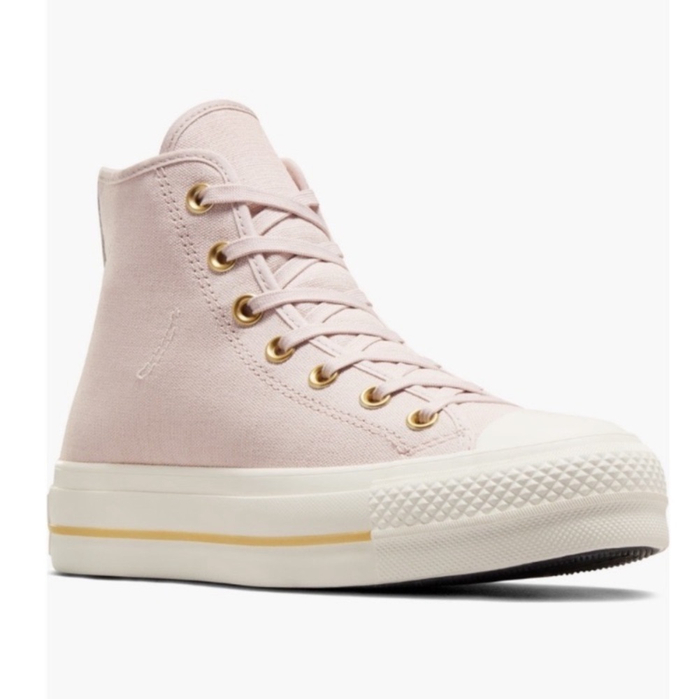 Converse Mauve Canvas High-Top Chuck Taylor Sneakers with Gold Accents - Picture 2 of 16